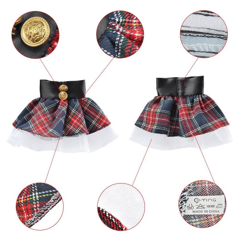 E-TING Santa Clothing Red-Blue Plaid Dress with Boots for elf Doll Christmas Decoration - Image 2
